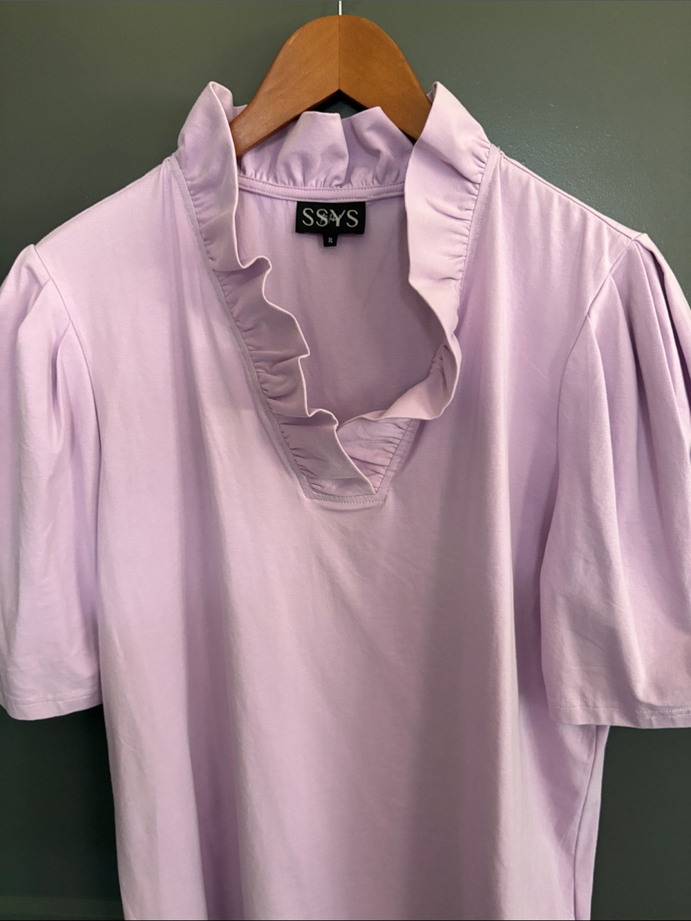 SSYS Lavender Ruffle V-Neck Short Sleeve Top